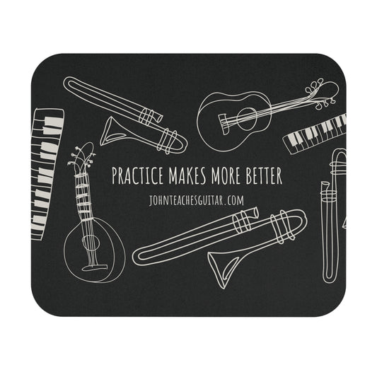 Musical Mouse Pad, Perfect Gift for Musicians, Home Office Accessory, Practice Makes More Better, Music Decor, Piano and Guitar Lover