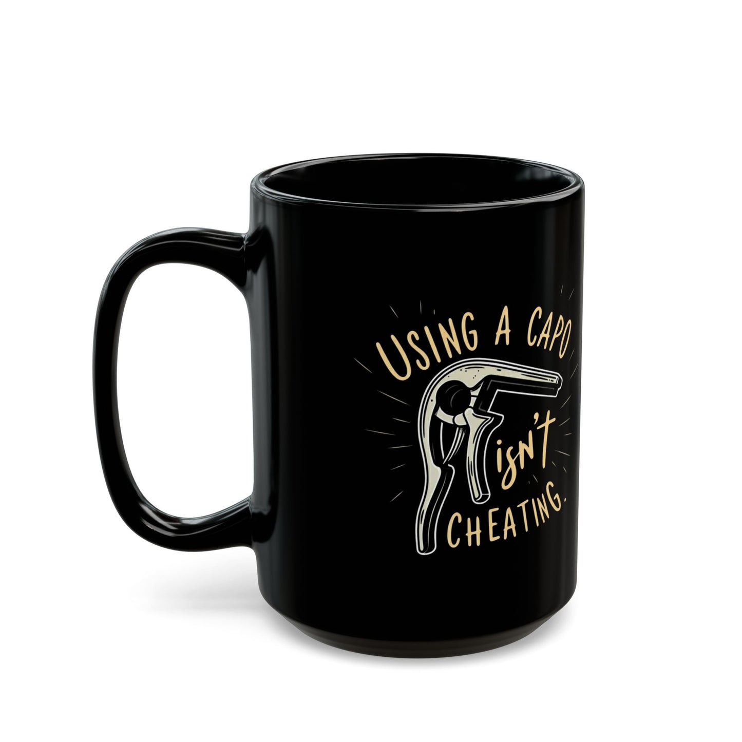 Using a Capo isn't Cheating: Black Mug (11oz, 15oz)