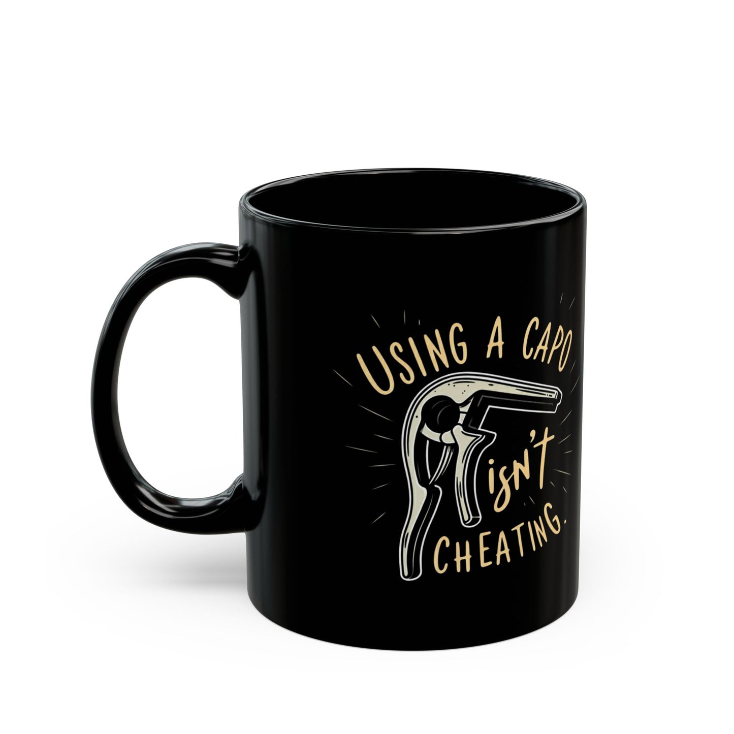 Using a Capo isn't Cheating: Black Mug (11oz, 15oz)